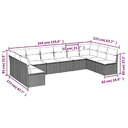 Avis Maison Chic Salon de jardin avec coussins 10 pcs | Ensemble de Table et chaises | Mobilier d'Extérieur beige résine tressée -GKD30957