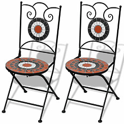 Maison Chic Lot de 2 Chaises pliables de bistro Céramique Terre cuite et blanc -GKD45495