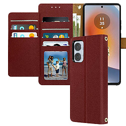 Avizar Étui pour Motorola Edge 50 Fusion Portefeuille Zippé Support Vidéo Bordeaux