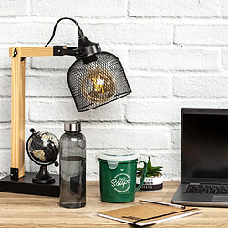 Home Deco Light Lampe de bureau style industriel métal et bois noir.