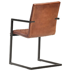 Acheter vidaXL Chaises à manger cantilever lot de 6 marron cuir véritable