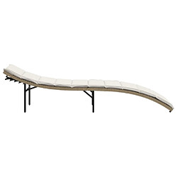 Acheter vidaXL Chaise longue avec coussin beige 55x199x50 cm résine tressée