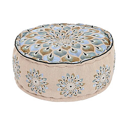 Pouf DKD Home Decor 60 x 60 x 27 cm Beige Bleu