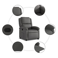 Acheter vidaXL Fauteuil inclinable gris cuir véritable