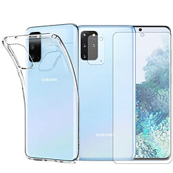 Protection intégrale Verre Trempé incurvé Samsung S20 Plus+Verre Trempé Caméra Arrière+Coque souple silicone transparente-Visiodirect-