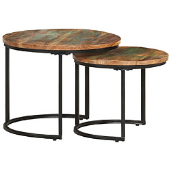 vidaXL Tables gigognes 2 pcs Bois de récupération massif