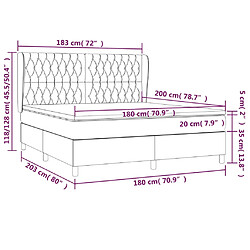 vidaXL Sommier à lattes de lit avec matelas Crème 180x200 cm Tissu pas cher