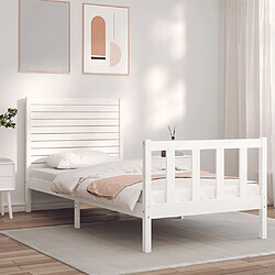 Maison Chic Cadre/structure de lit avec tête de lit pour adulte - Lit Moderne Chambre blanc petit simple bois massif -MN58523