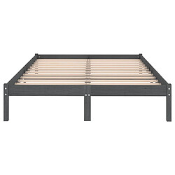 Avis vidaXL Cadre de lit sans matelas gris bois massif 120x200 cm