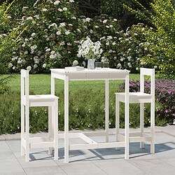 vidaXL Ensemble de bar de jardin 3 pcs blanc bois de pin massif