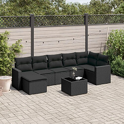 Maison Chic Salon de jardin 8 pcs avec coussins | Ensemble de Table et chaises | Mobilier d'Extérieur noir résine tressée -GKD55567