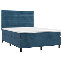 Avis Maison Chic Lit adulte- Lit + matelas,Sommier à lattes de lit avec matelas LED Bleu foncé 140x200 cm -GKD81124