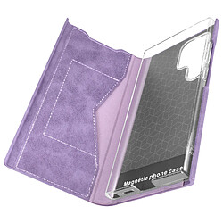 Avizar Housse pour Samsung Galaxy S24 Ultra Clapet Porte-carte Éco-cuir Nappa Violet Clair