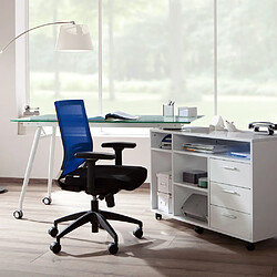 Hjh Office Siège de bureau / Fauteuil de direction PORTO BASE, assise tissu / dossier maille noir / bleu pas cher