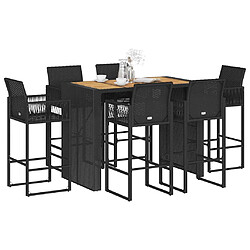 vidaXL Ensemble de bar de jardin 7 pcs sans coussins noir poly rotin