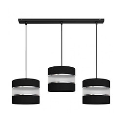 Helam Suspension Helen Tissu,Fer Argent,noir 3 ampoules 95cm