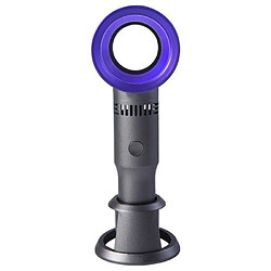 Ventilateur Portatif Sans Feuilles Bouton Manuel Chargement USB Batterie 2000mAh Trois Vitesses De Vent Base Détachable Refroidissement Estival-Violet