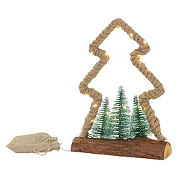 Ecd Germany LED Sapin de Noël décoratif en jute décoration lumière blanc chaud 30 LEDs 30 cm