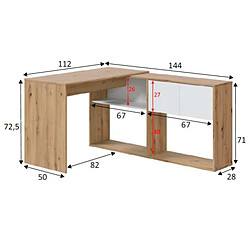 Acheter Dansmamaison Bureau modulable avec étagères Blanc/Chêne - AIKI