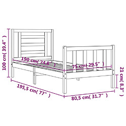 vidaXL Cadre de lit sans matelas noir bois de pin massif pas cher