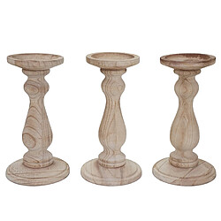 Decoshop26 Lot de 3 bougeoirs style vintage hauteur 24cm en bois marron naturel 04_0002989