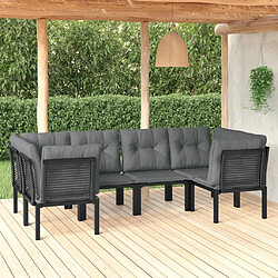 vidaXL Salon de jardin 6 pcs noir et gris résine tressée