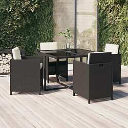 vidaXL Ensemble à dîner de jardin avec coussins 5 pcs poly rotin noir