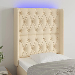 Maison Chic Tête de lit scandinave à LED,meuble de chambre Crème 83x16x118/128 cm Tissu -MN81235