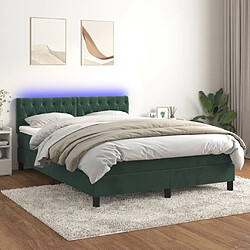 Sommier à lattes LED,Cadre à lattes de lit avec matelas pour Adulte Vert foncé 140x200 cm -MN22816