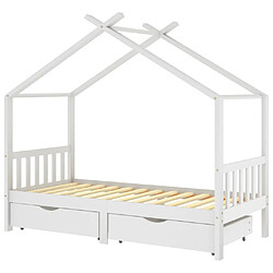 Maison Chic Lit d'Enfant Chambre - Cadre de lit pour enfant avec tiroirs blanc pin massif 90x200 cm -MN99842