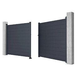 Acheter Vente-Unique Portail battant aluminium plein L397 x H181 cm anthracite - NAZARIO