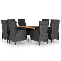 vidaXL Ensemble à manger de jardin 9 pcs Résine tressée et acacia Noir