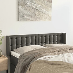 Maison Chic Tête de lit scandinave avec oreilles,meuble de chambre Gris foncé 147x16x78/88 cm Velours -MN34283