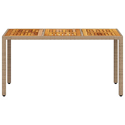 Acheter vidaXL Table de jardin beige 150x90x75 cm résine tressée bois d'acacia