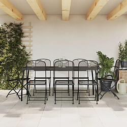 Ensemble à manger de jardin 9 pcs,Table et chaise à dîner anthracite métal maille -MN98304