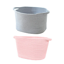 2pcs Coton Tissage Corde Poignée Stockage Panier à Linge Organisateur De Jouets Pour Enfants