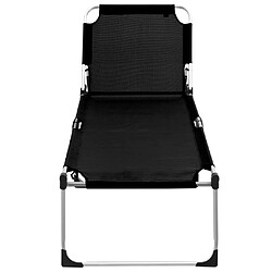 Avis Helloshop26 Transat chaise longue bain de soleil lit de jardin terrasse meuble d'extérieur pliable extra haute pour seniors aluminium noir 02_0012873