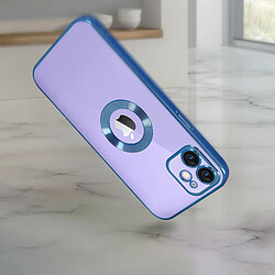 Avis Avizar Coque iPhone 12 Souple Bloc Caméra Couvert Transparent Contour Bleu Chromé