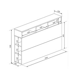 Vente-Unique Tête de lit avec rangements NASTIA - 160 cm - Blanc et chêne pas cher