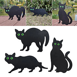 Lot de 3 Statues Dissuasives En Forme de Chat Noir Garden Scare