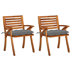 vidaXL Chaises à manger de jardin avec coussins lot de 2 Acacia massif