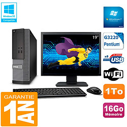 PC DELL 3020 SFF Ecran 19" Intel G3220 Ram 16Go Disque 1 To Wifi W7 - Occasion