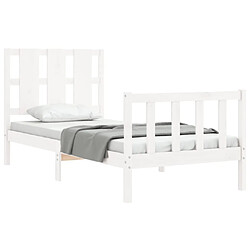 Acheter Maison Chic Cadre/structure de lit avec tête de lit pour adulte - Lit Moderne Chambre blanc petit simple bois massif -MN20781