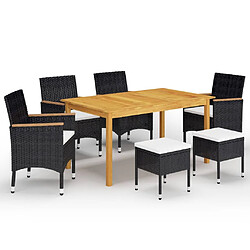 Maison Chic Ensemble de salle à manger de jardin 7 pcs,Table et chaises d'extérieur Noir -GKD930859