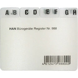 HAN Index alphabétique A-Z, PP, A8 paysage, translucide, 12 ()