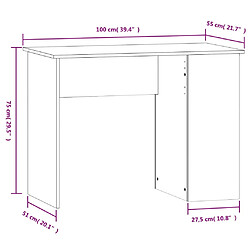 Helloshop26 Bureau table poste de travail meuble d'ordinateur informatique étude chêne 100 x 55 x 75 cm bois d'ingénierie brun 02_0023603 pas cher