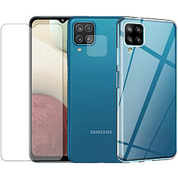 Protection intégrale Verre Trempé pour Samsung Galaxy A12+Verre Trempé Caméra Arrière+Coque souple silicone transparente-Visiodirect-