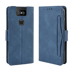 Wewoo Housse Coque Étui en cuir de style portefeuille skin veau pour Asus Zenfone 6 ZS630KLavec fente carte séparée bleu