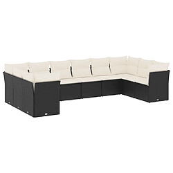 Maison Chic Salon de jardin 10 pcs avec coussins | Ensemble de Table et chaises | Mobilier d'Extérieur noir résine tressée -GKD70509