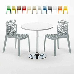 Grand Soleil Table Ronde et 2 Chaises Colorées Set In